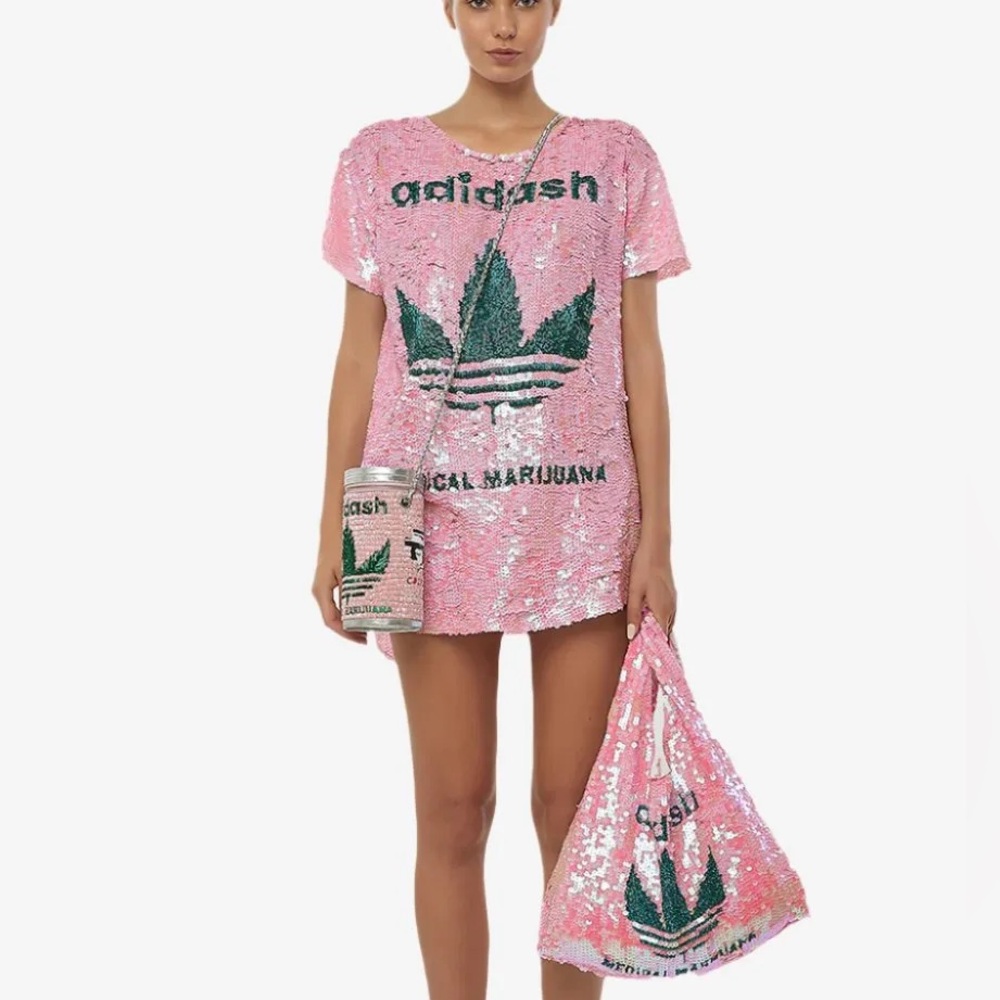 NWT Hause of Mua Mua Sequin Pink Bag Tote “Adidash” Very Rare - Picture 4 of 16
